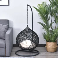 Amaca per Gatti in Rattan, Cuccia con Cuscino Incluso in Felpa e Cotone per Animali (Φ60 x 110cm)