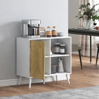 Credenza Moderna con Armadietto e Vano Portaoggetti, in Legno, 80x39x76 cm, Bianco