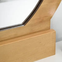 Toeletta Design Scandinavo con Specchio, 2 Cassetti e Sgabello, Bianco e Pino Chiaro