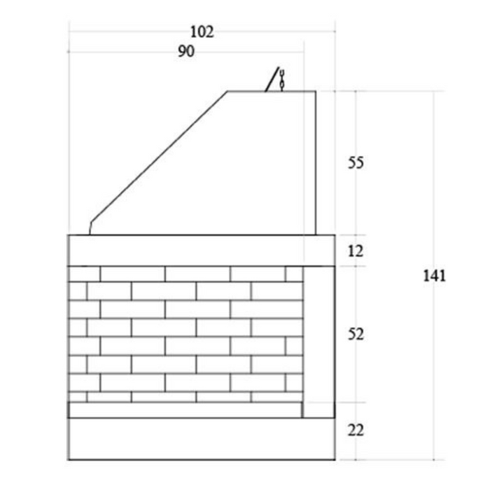 Camino legna prefabbricato refrattario focolare aperto reversibile ds100 ref