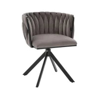 Set da 2 Sedie Girevoli a 180° con Supporto Lombare Ergonomico e Rivestimento Effetto Velluto, 56x50x70 cm, Grigio