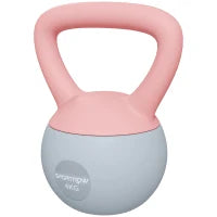 Kettlebell da 4 kg riempito con sabbia metallica, manico antiscivolo 19x15x25 cm Rosa e Grigio