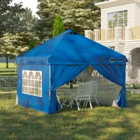 Gazebo pop-up tenda da giardino barnum 3x3 m con 4 pareti laterali rimovibili blu