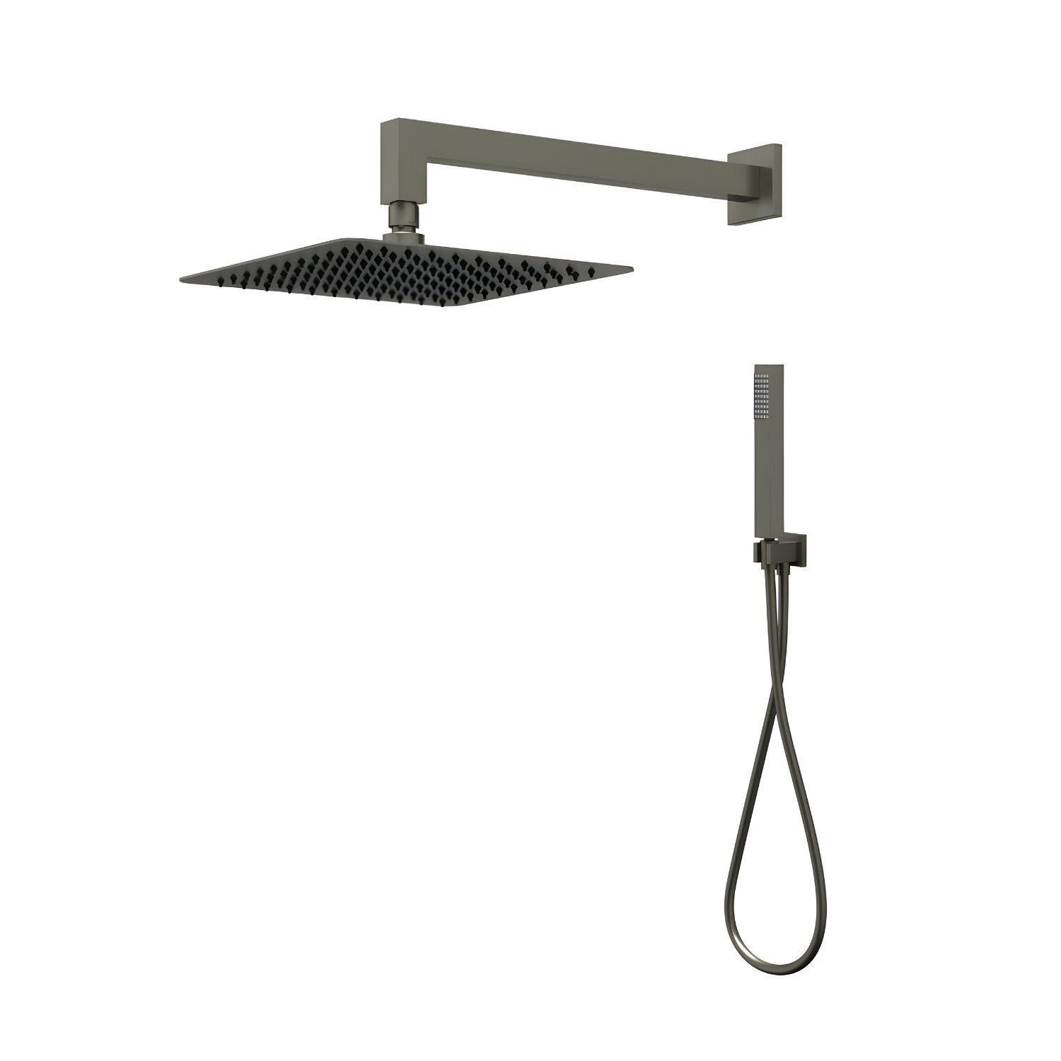 Set per doccia soffione quadro in acciaio inox 25x25 millimetri canna di fucile *** finitura- canna di fucile, confez...