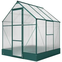 Serra da Giardino in Policarbonato e Alluminio con Finestre e Base Inclusa, 190x190x220 cm