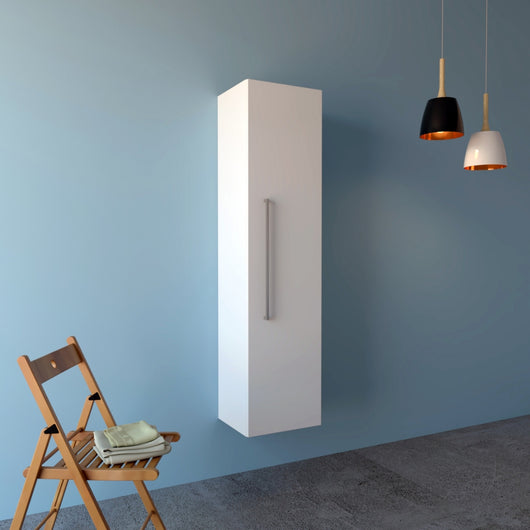Colonna sospesa senna pensile bagno con anta made in italy reversibile *** finitura- bianco lucido, confezione 1
