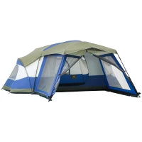 Tenda da campeggio 6-8 persone Tenda familiare con vestibolo 2 finestre Tenda a cupola in vetroresina 3000 mm per Trekking Festival Blu 518 x 487 x 237 cm