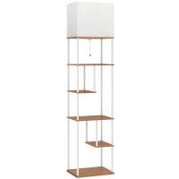 Lampada da Terra con Ripiani Temperature di Colore Regolabili 3000K-6500K Telecomando Lampadina E27 Legno naturale