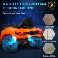 Macchina Elettrica per Bambini con Luci LED, Clacson e Telecomando, in Plastica e Acciaio, 105x60x40 cm, Arancione