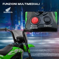 Moto Elettrica per Bambini con Licenza Honda CRF450RL a 3 Ruote, Età 18-36 Mesi, Verde