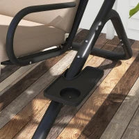 Dondolo da Giardino 2 Posti con Tetto Parasole, in Acciaio e Poliestere, 170x136x170 cm, Beige