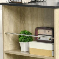 Tavolo da Bar, Tavolo Alto da Cucina, con 3 Mensole, 112L x 57P x 106H cm, Legno Naturale