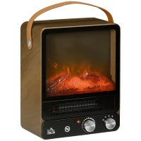 Camino Elettrico con Fiamma LED, 3 Modalità di Riscaldamento e Interruttore di Sicurezza, 30.3x17.5x37.4 cm