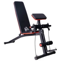Panca Multifunzione Regolabile per Addominali,  Panca Pesi Palestra per Allenamento Braccia e Gambe 54x160x106cm, Nero e Rosso