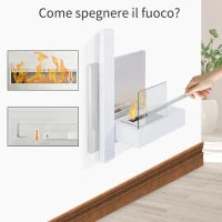 Caminetto a Bioetanolo Realizzato in Acciaio Inossidabile con 1 Serbatoio 0.9LT 75 x 22 x 63cm