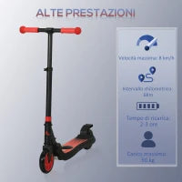 Monopattino Elettrico Pieghevole per Bambini 6+ Anni ad Altezza Regolabile, 71x36.5x75-80 cm, Nero e Rosso