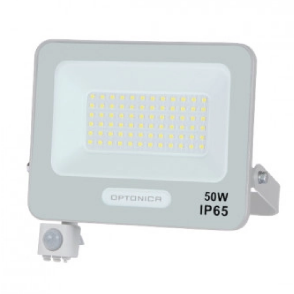 Proiettore led smd corpo bianco con sensore di movimento e cavo da 15 cm ip65