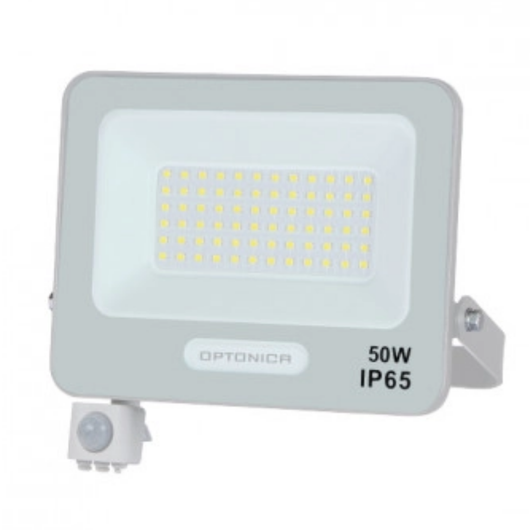 Proiettore led smd corpo bianco con sensore di movimento e cavo da 15 cm ip65