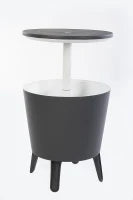 Contenitore Portaghiaccio Cool Bar con Funzione di Tavolino, 30L, Grigio, 49,5x49x5x84,5H cm