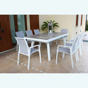 Tavolo Allumino E Gres Bianco Seattle 205/265X105 Cm