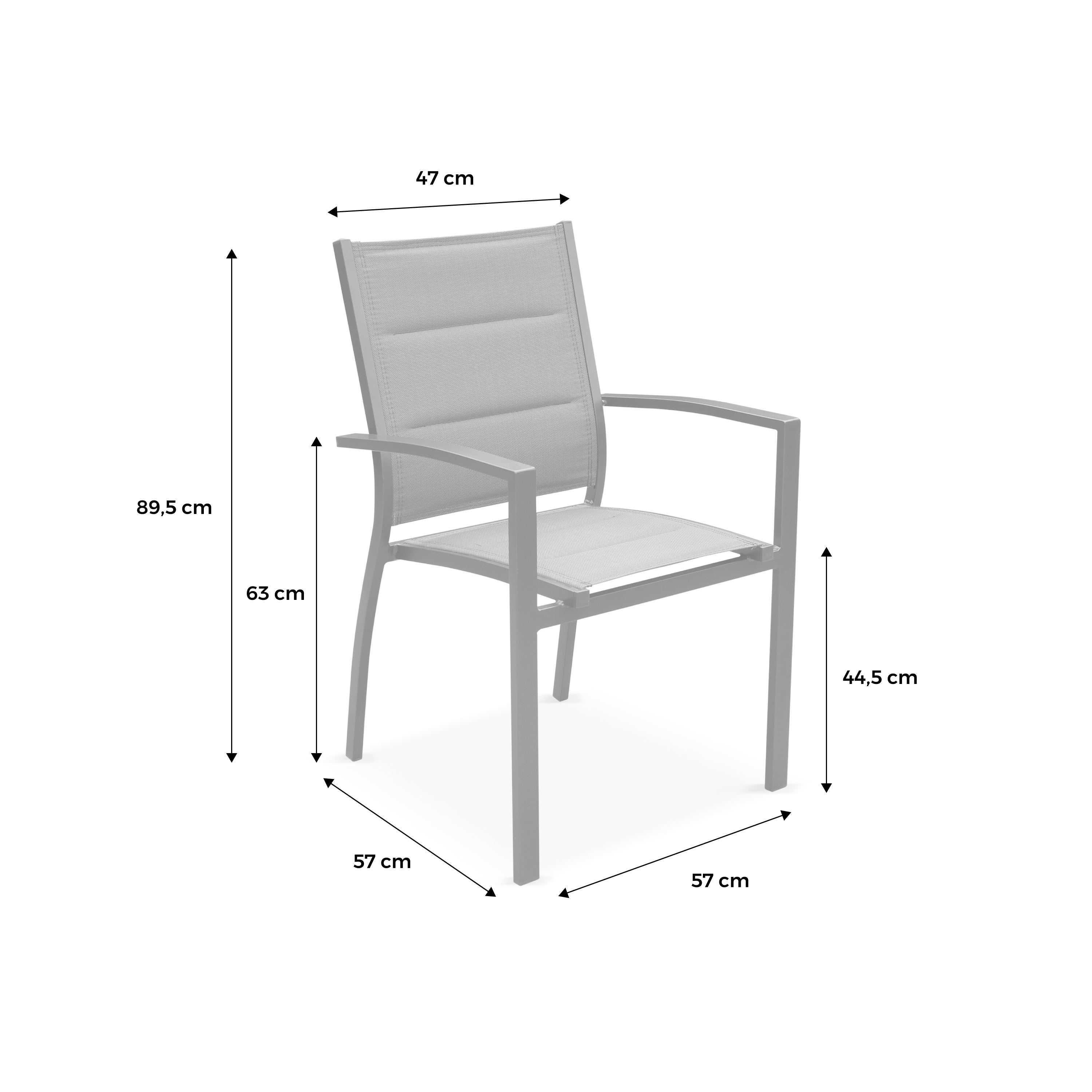 Set di 2 poltrone da giardino in alluminio e textilene, antracite