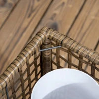 Lampada Solare da Giardino con Pannello di Ricarica, in Acciaio e Rattan, 15.5x15.5x46 cm, Nero e Marrone