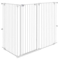 Cancelletto per Cani a 3 Pannelli Pieghevoli con Doppio Blocco, in Acciaio e Plastica, 206x120 cm, Bianco