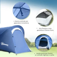 Tenda da Campeggio in Poliestere e Tessuto Oxford con Gancio Interno e Finestre a Rete, 265x140x95 cm