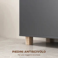 Mobiletto Bagno Moderno con Vani Aperti e Armadietto a 2 Ante, 80x35x70 cm, Grigio
