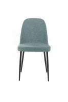 E-STYLO Sedia da pranzo in tessuto acquamarina e gambe in metallo nero, imbottita, 55cm X 46cm H. 85cm.