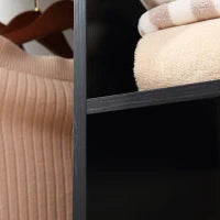 Armadio Appendiabiti in Legno con 6 Ruote, 120L x 40l x 128H cm, Nero