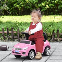 Macchinina per Bambini Cavalcabile con Volante, Fari e Musiche Integrate, Macchina per Bambini in PP e Metallo, 63.5x28x36 cm, Rosa
