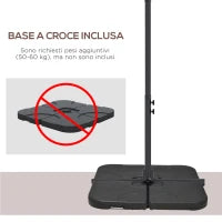 Ombrellone da Giardino Decentrato con Base a Croce e Apertura a Manovella, 294x193cm, Marrone