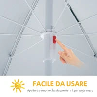 Ombrellone da Spiaggia con Tenda Integrata, in Metallo e Poliestere, Ø220x220 cm, Blu