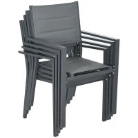 Set da Giardino con Tavolo e Sedie da 5 Pezzi con 1 Tavolo da Pranzo Estensibile e 4 Sedie, Schienale Alto, Grigio Scuro