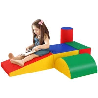 Set Costruzioni Morbide per Bimbi 1-3 Anni con 5 Blocchi Colorati, in Finta Pelle e Schiuma, Multicolore