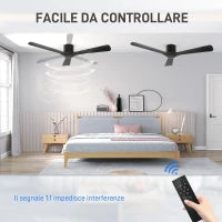 Ventilatore da Soffitto Reversibile a 3 Pale con 6 Velocità, Timer fino 8 Ore e Telecomando, Nero