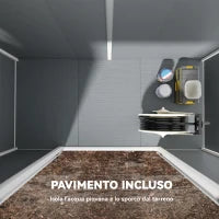 Casetta da Giardino in Resina con Pavimento, 2 Porte con Blocco, Finestra, 2.4 x 1.3 m, Grigio