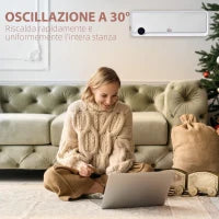 Riscaldatore Elettrico da Parete a 3 Modalità con Timer 12h, in PP e PA, 56x18.5x11.7 cm, Bianco e Argento