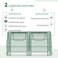 Serra per Piante Orto con 2 Coperture in PE e PVC, Struttura in Acciaio - Verde 180x90x90cm
