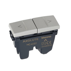 Bticino axolute pulsante doppio 1p no interbloccato varie finiture *** colore grigio, confezione 1