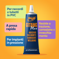 Adesivo trasparente gitang plus incollaggio tubi plastica pvc a pressione 125gr