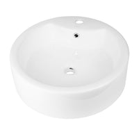 Lavabo da appoggio ceramica bianco tondo lavandino arredo bagno 49x49x15,5 cm *** confezione 1