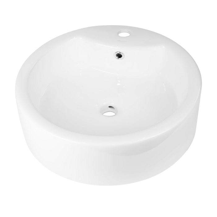 Lavabo da appoggio ceramica bianco tondo lavandino arredo bagno 49x49x15,5 cm *** confezione 1