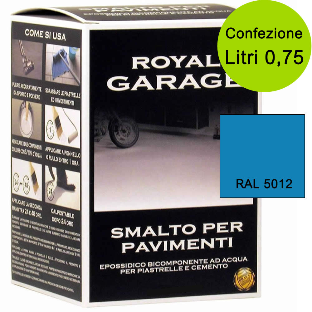 Smalto brava royal garage azzurro ral 5012 per pavimenti piastrelle ml 750