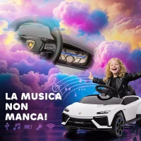 Macchina Elettrica per Bambini Licenza Lamborghini con Clacson e Telecomando, 101.5x49x43 cm, Bianca