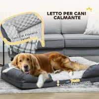 Lettino per Cani Taglia Grande Imbottito con Cuscino Rimovibile Lavabile, 120x80x22cm, Grigio Carbone