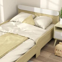 Letto per Bambini 3-10 Anni Basso con Sponde Laterali Alte, in Legno, 194.8x103x60.5 cm, Bianco e color Legno