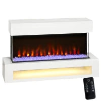 Camino elettrico con 11 colori di fiamma, 1000W/2000W, con Telecomando, Bianco
