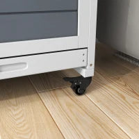 Conigliera in Legno da Interno a 2 Livelli con Ruote, Vassoi Estraibili e Rampe, Grigio